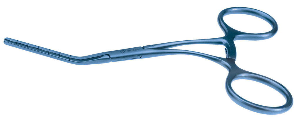 Titanium Castaneda Clamp, Horizontal Serrations, 30 Degree Angle, 5 1/4" (13.5 Cm)